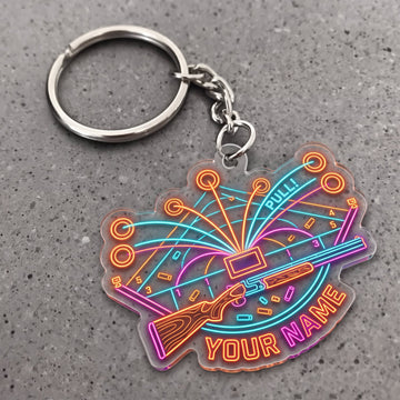 Maxcorners Clay Shooting Neon Shooting Range And Flying Clay Targets Customized Name 3D Keychain And Ornament