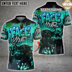 Maxcorners Bowling Shirt Face Your Fear Graffiti Minotaur Multioptions Personalized Name, Team Name Unisex 3D Shirt (4 Colors)