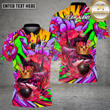 Maxcorners Bowling King Shark Graffiti Neon Art Design Multi Options Personalized Name Team Name 3D Shirt