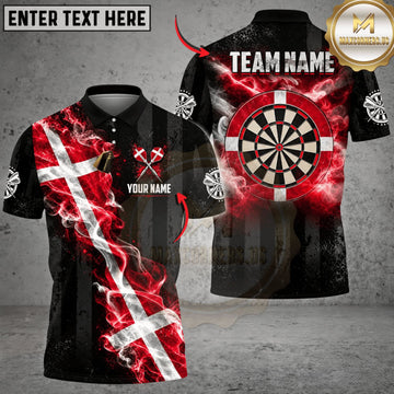 Maxcorners Darts Denmark Flag Lightning Dartboard Personalized Name 3D Unisex Shirt