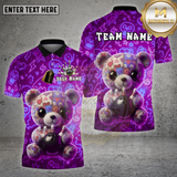 Maxcorners Bowling Cute Teddy Bear Neon Graffiti Style Multi Options Personalized Name Team Name 3D Shirt