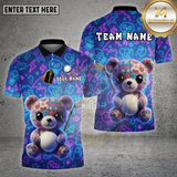 Maxcorners Golf Cute Teddy Bear Neon Graffiti Style Multi Options Personalized Name Team Name 3D Shirt