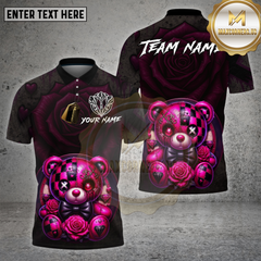 Maxcorners Dartboard Dark Teddy Bear Rose Diamond Design Multi Options Personalized Name Team Name 3D Shirt