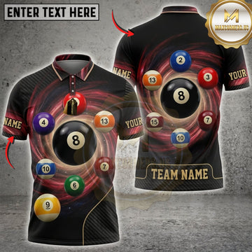 Maxcorners Billiards Black And Gold Pool Balls Team Name Personalized Name 3D Unisex Shirt