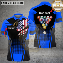 Maxcorners Billiards American Flag Edition Multicolor Customized Name, Team Name 3D Shirts