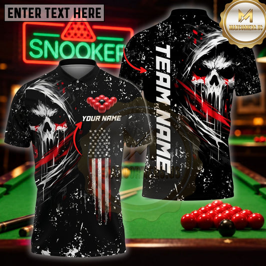 Maxcorners Pool Clothing Grim Reaper Pool Cue Art Customized Name 3D Shirt