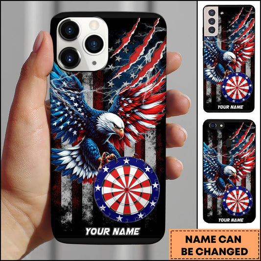 Maxcorners American Eagle Lightning Flag Dartboard Patriotic Personalized Name 3D Phone Case