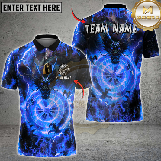 Maxcorners Darts Thunder Lightning Dragon With Dartboard Multicolor Customized Name, Team Name 3D Shirts