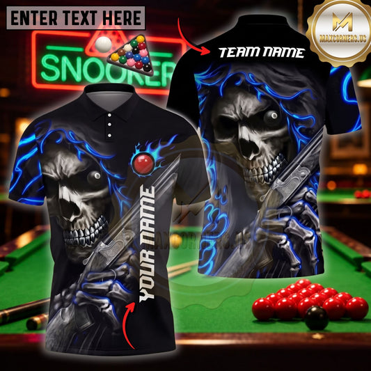 Maxcorners Billiards Gear Badass Skeleton Cue Player Multicolor Customized Name 3D Shirt