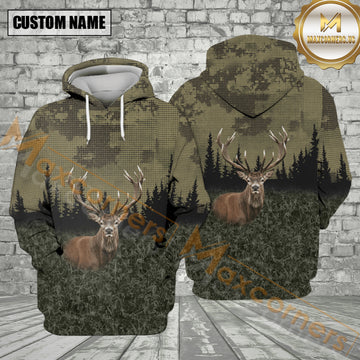 Maxcorners Deer Buck Forest Camo All Over Print Shirt Best Gift For Hunter