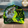 Maxcorners Fishing Green Neon Hook Splash Multiple Options Personalized Name 3D Cap (12 Fish Species)