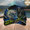 Maxcorners Fishing Grim Reaper Blue Green Splash Personalized 3D Cap