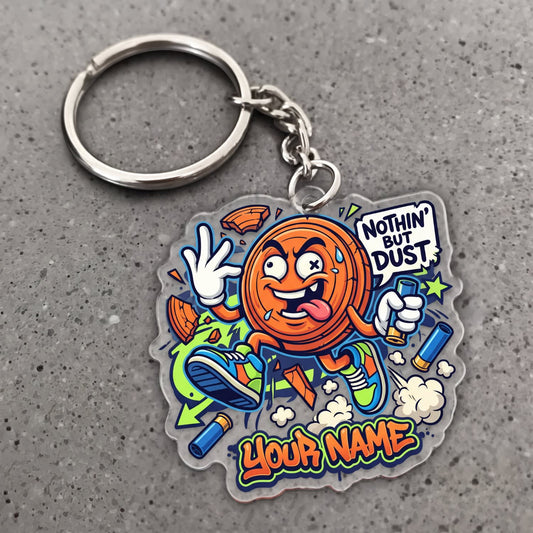 Maxcorners Clay Shooting Funny Cartoon Nothin But Dust Clay Target Customized Name 3D Keychain And Ornament