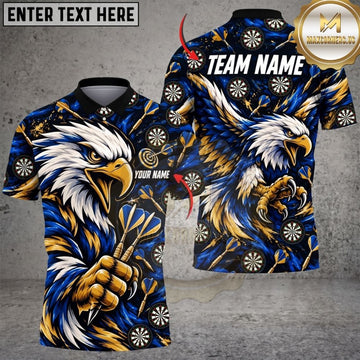 Maxcorners Darts Majestic Eagle Mascot Holding Darts Wings Spread Target Board Graphic Multicolor Customized Name, Team Name 3D Shirts