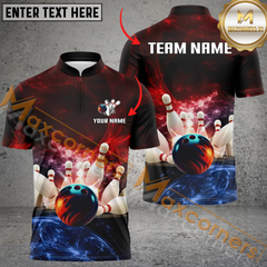 Maxcorners Galaxy Bowling Jersey Multicolor Option Customized Name, Team Name 3D Polo Shirt