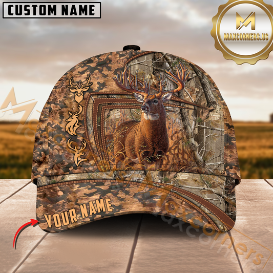 Maxcorners Classic Forest Deer Hunter Ver 2 Personalized Hat 3D Printed Multicolor | Brown