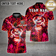 Maxcorners Billiards Shirts 8-Ball Crazy Character Design Multi Options Personalized Name, Team Name 3D Shirt