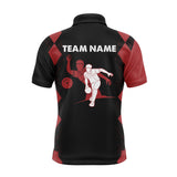 Maxcorners Bowling Red&Black Customized Name And Team Name 3D Shirt