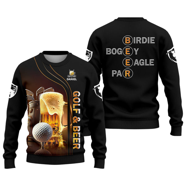 Maxcorners Golf And Beer Custom Men's Golf T-Shirt, Funny Golf Shirt, Gift For Golfers