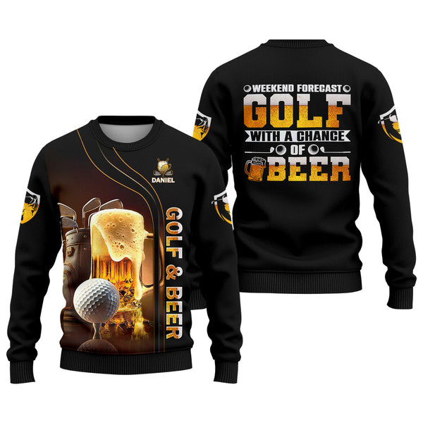 Maxcorners Weekend Forecast Golf With A Change Of Beer Custom Golf Polo Shirt, Mens Golf Gift, Golf Lover Gift