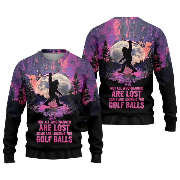 Maxcorners Not All Who Wander Are Lost Bigfoot Custom Men's Golf Polo Shirt, Funny Golf Shirt, Gift For Golfers