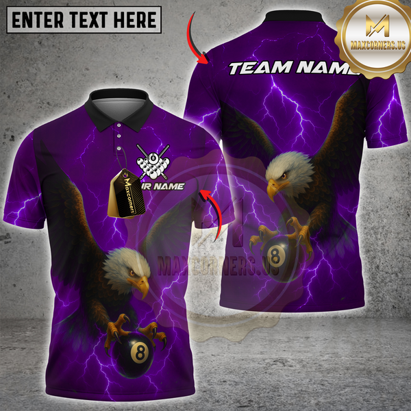 Maxcorners Billiard Eagle Power 8-Ball Pool Multicolor Customized Name, Team Name 3D Shirts