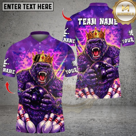 Maxcorners Bowling Thunder King Gorrila Multicolor Customized Name, Team Name 3D Shirts