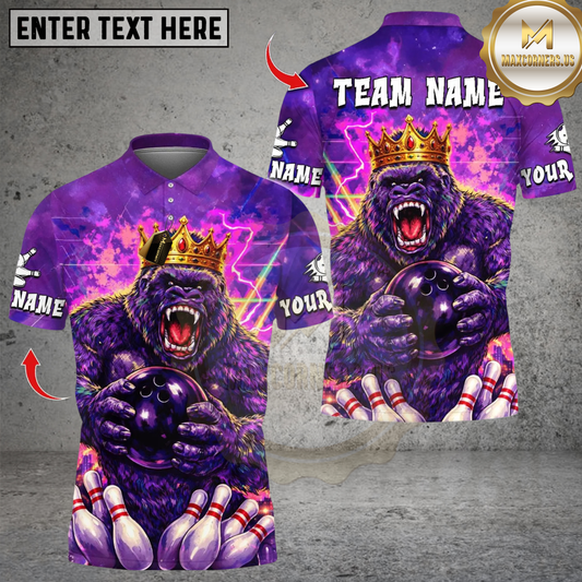Maxcorners Bowling Thunder King Gorrila Multicolor Customized Name, Team Name 3D Shirts