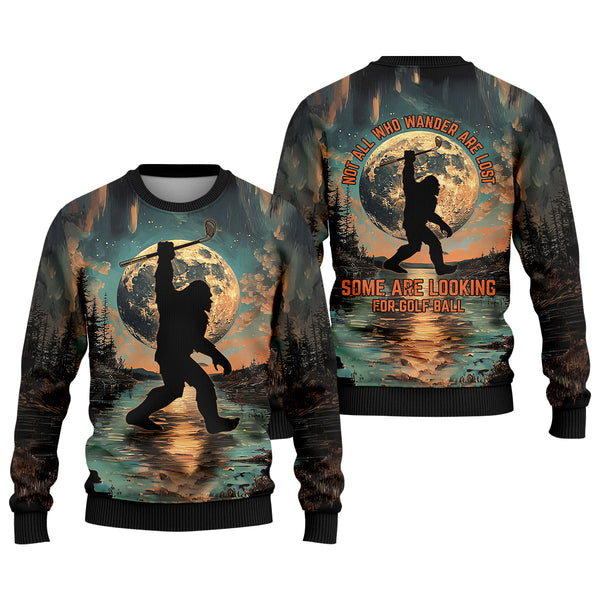 Maxcorners Not All Who Wander Are Lost Funny Bigfoot Men's Golf Polo Shirt, Golfers Gift, Funny Golf Shirt