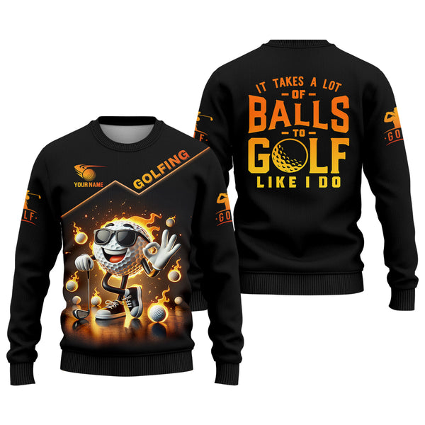 Maxcorners It Takes a Lot of Balls to Golf the Way I Do Custom Men's Golf Polo Shirt, Funny Golf Shirt, Dad Golf Gift