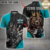Maxcorners Bowling Bear King Ball Pattern Multicolor Customized Name, Team Name 3D Polo Shirt
