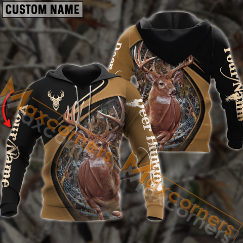 Maxcorners Deer Hunting Camouflage Custom Name Shirt 3D All Over Printed Clothes