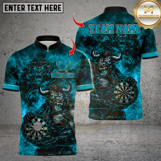 Maxcorners Darts Angry Muscle Bull Dartboard Design Multicolor Customized Name, Team Name 3D Shirts