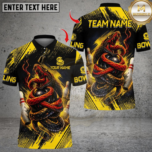 Maxcorners Snake Bowling Multicolor Customized Name, Team Name 3D Shirts