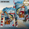 Maxcorners Fishing Beer & Usa Flag Graphic  Sun Protection Personalized Name, Team Name 3D Long Sleeve Shirt