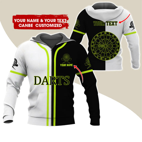 Maxcorners Darts BnW Personalized Name And Team Name 3D Shirt