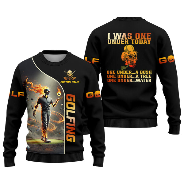 Maxcorners I Was One Under Today Custom Men's Golf Polo Shirt, Funny Skull Golf Shirt, Dad Golf Gift