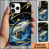 Maxcorners Fishing Phone Case Dynamic Water Splash Black Gold Line Personalized Name Phone Case (8 Fish Species)