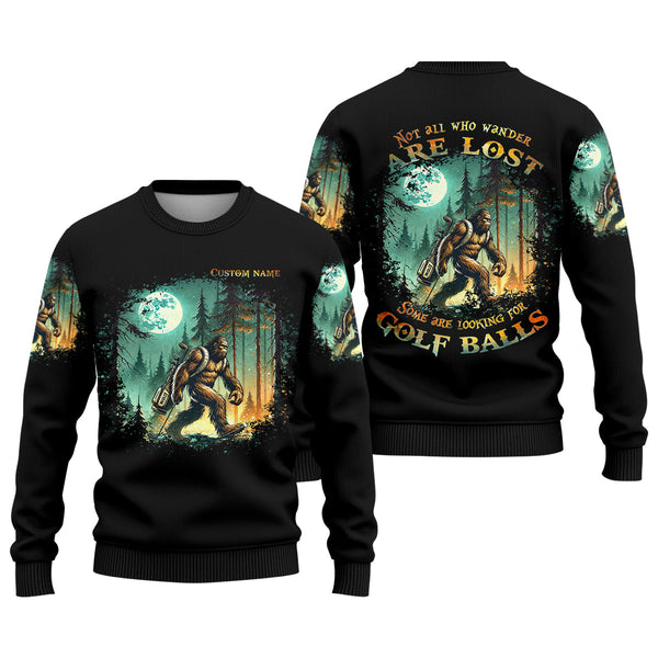 Maxcorners Not All Who Wander Are Lost Custom Bigfoot Men's Golf Polo Shirt, Funny Golf Shirt, Dad Golf Gift