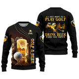 Maxcorners I Just Wanna Play Golf And Drink Beer Custom Golf Polo Shirt, Mens Golf Gift, Golf Lover Gift