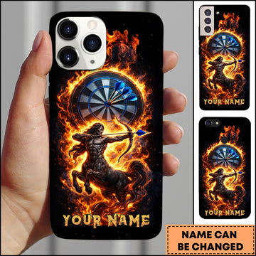 Maxcorners Darts Phonecase Zodiac Sagittarius Centaur Archer Dartboard Personalized Name 3D Phone Case