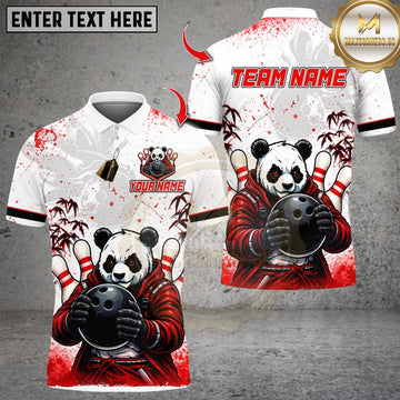 Maxcorners Master Panda Bowling Design Multicolor Customized Name, Team Name 3D Shirts