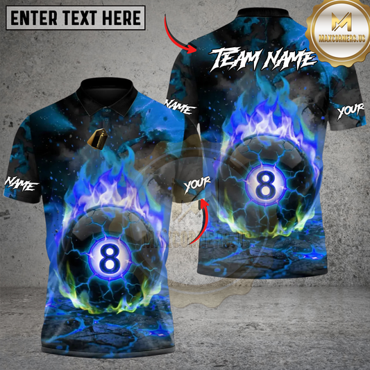 Maxcorners Billiards Hellfire 8 Ball Multicolor Customized Name, Team Name 3D Shirt