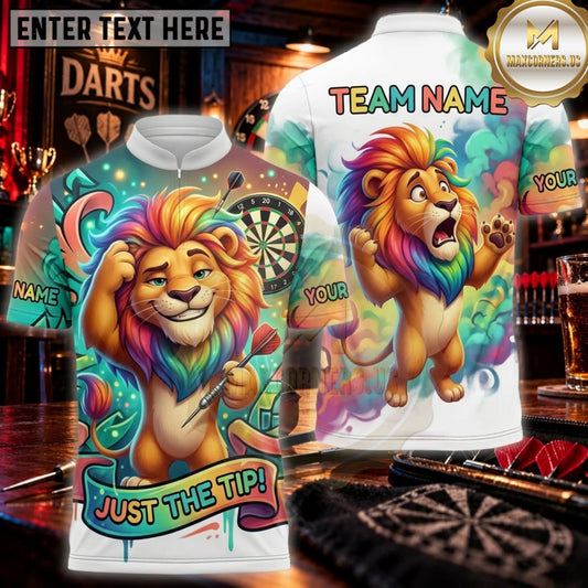 Maxcorners Darts Colorful Just The Tip Lion Personalized Name 3D Unisex Shirt
