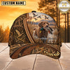 Maxcorners Dog Hunting And Duck Rustic Woodgrain Marshland Scene Multiple Options Personalized Name 3D Cap