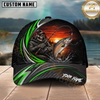 Maxcorners Fishing Skull Angler Green Wave Personalized 3D Cap