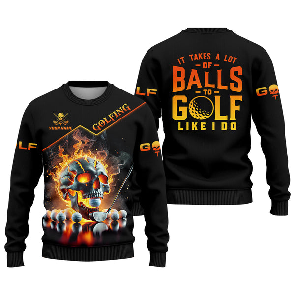 Maxcorners It Takes A Lot Of Balls To Golf Like I Do Custom Men's Golf Polo Shirt, Skull Golf Shirt, Funny Golf Shirt