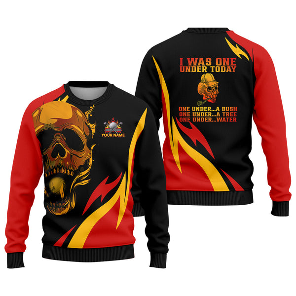 Maxcorners Custom Fire Skull Men's Golf Polo Shirt, Mens Golf Gift, Funny Golf Shirt