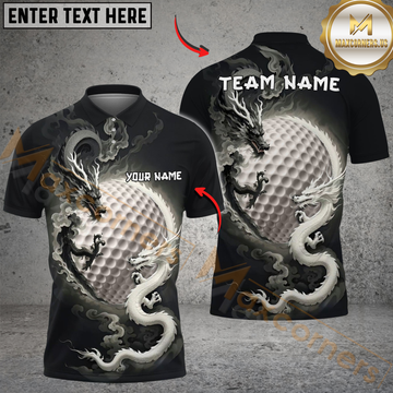 Maxcorners Golf Double Dragon Black White Design Customized Name, Team Name Shirts