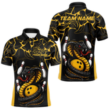 Maxcorners Custom Black And Yellow Cobra Snake Bowling Jerseys, Bowling Team Men Polo Shirts LM054